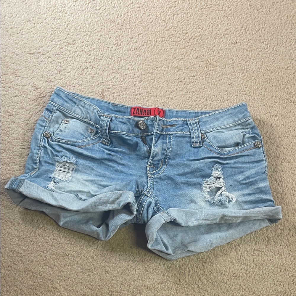 Zanadi Light Blue Distressed Jean Shorts